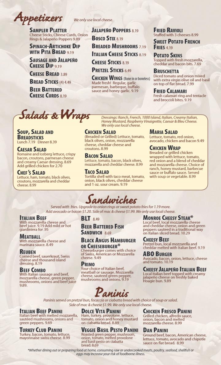 Vinces Restaurant & Pizzeria - Monroe, WI menu_pic
