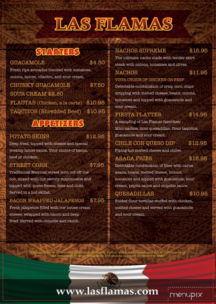 Las Flamas Restaurant & Cantina - Vancouver, WA menu_pic