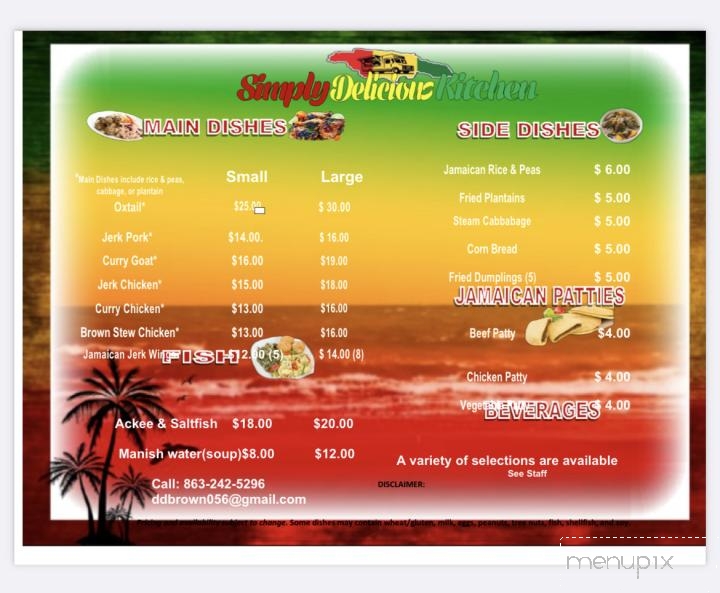 Simply Delicious Kitchen - Davenport, FL menu_pic
