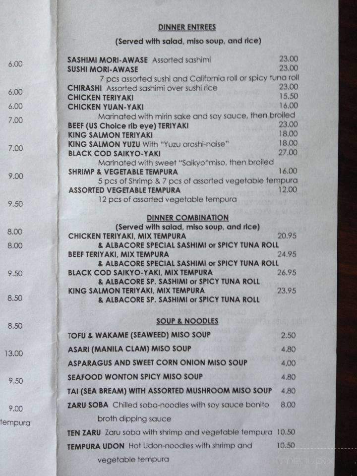 Kabosu Sushi - Toluca lake, CA menu_pic
