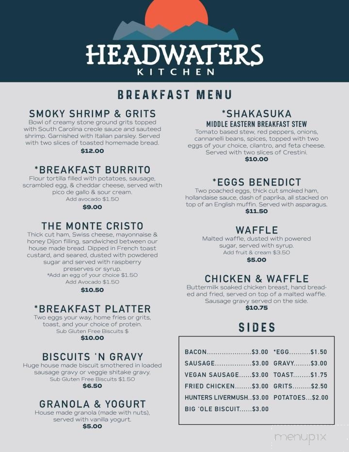 Headwaters Kitchen - Old Fort, NC menu_pic