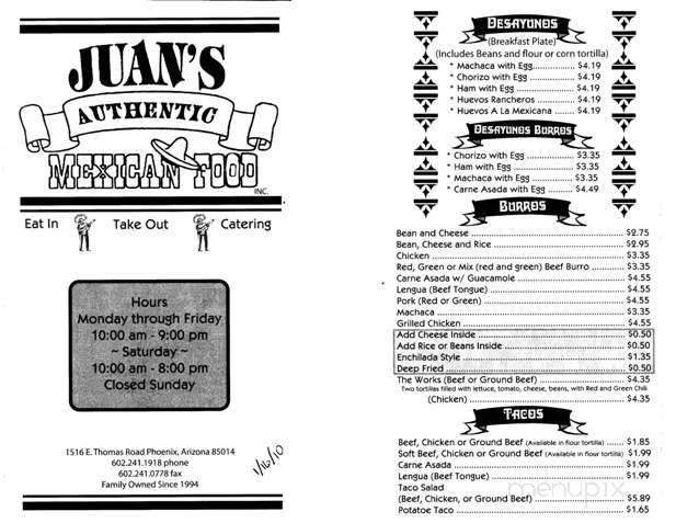 Juan's Authentic Mexican Food - Phoenix, AZ