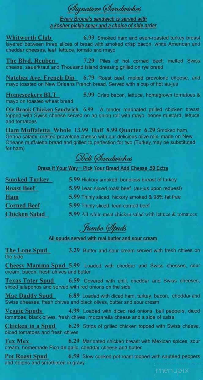 Broma's Deli - Brookhaven, MS menu_pic