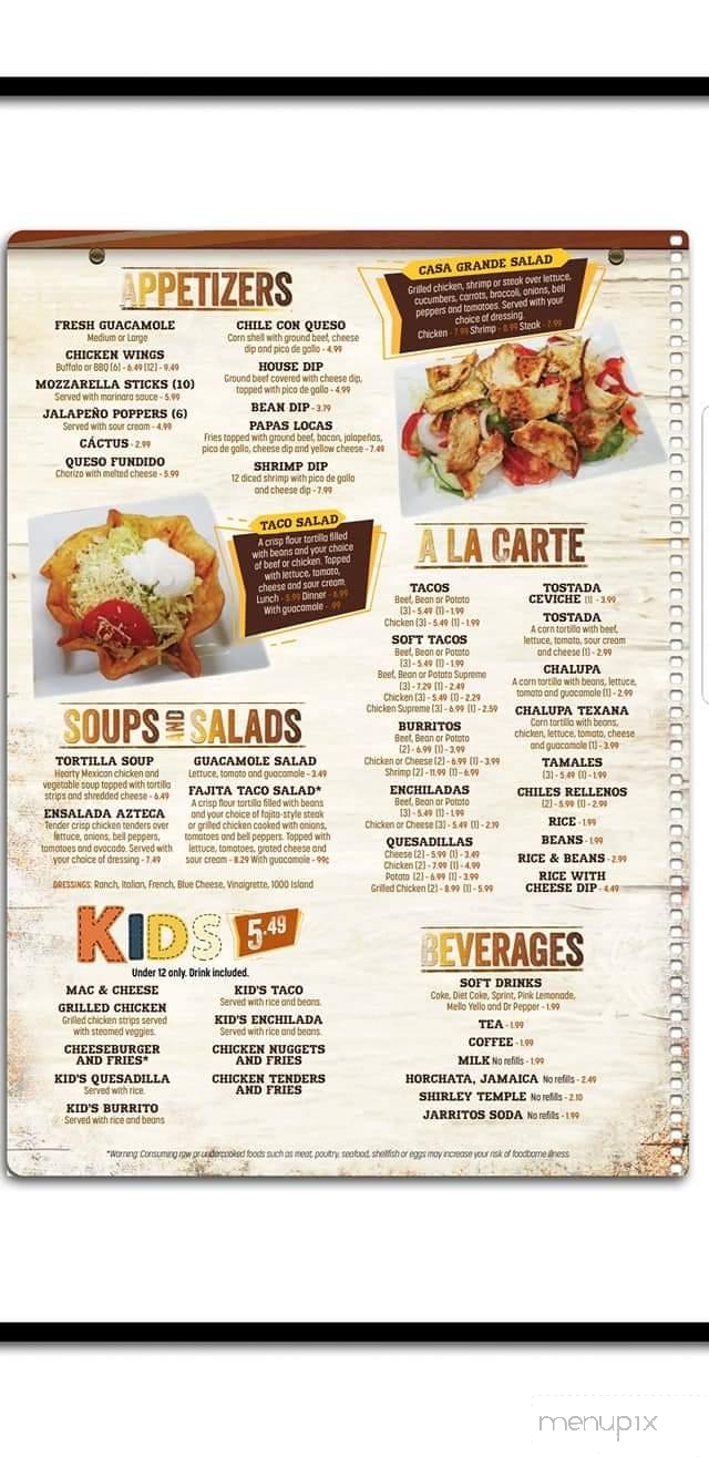 Casa Grande - Crossville, TN menu_pic
