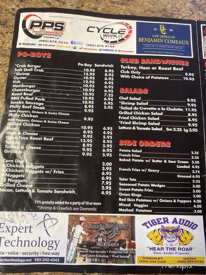 Blackie's Po-Boy Shop - Lockport, LA menu_pic
