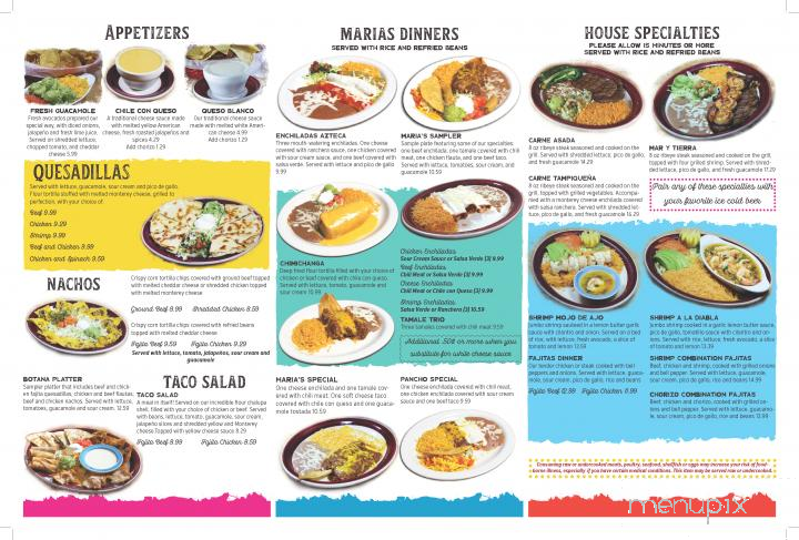 Maria's Mexican Restaurant - Neosho, MO menu_pic