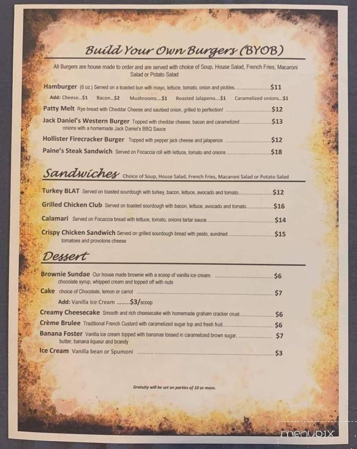 Paines Restaurant - Hollister, CA menu_pic