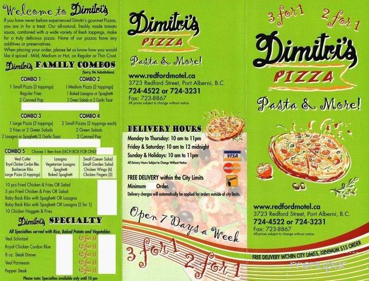 Dimitris Pizza Steak & Seafood Restaurant - Port Alberni, BC menu_pic