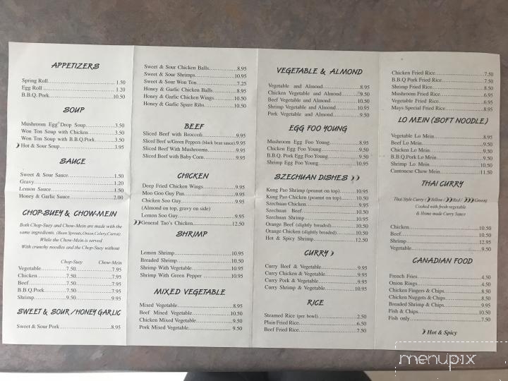 Mays Restaurant - Cannington, ON menu_pic