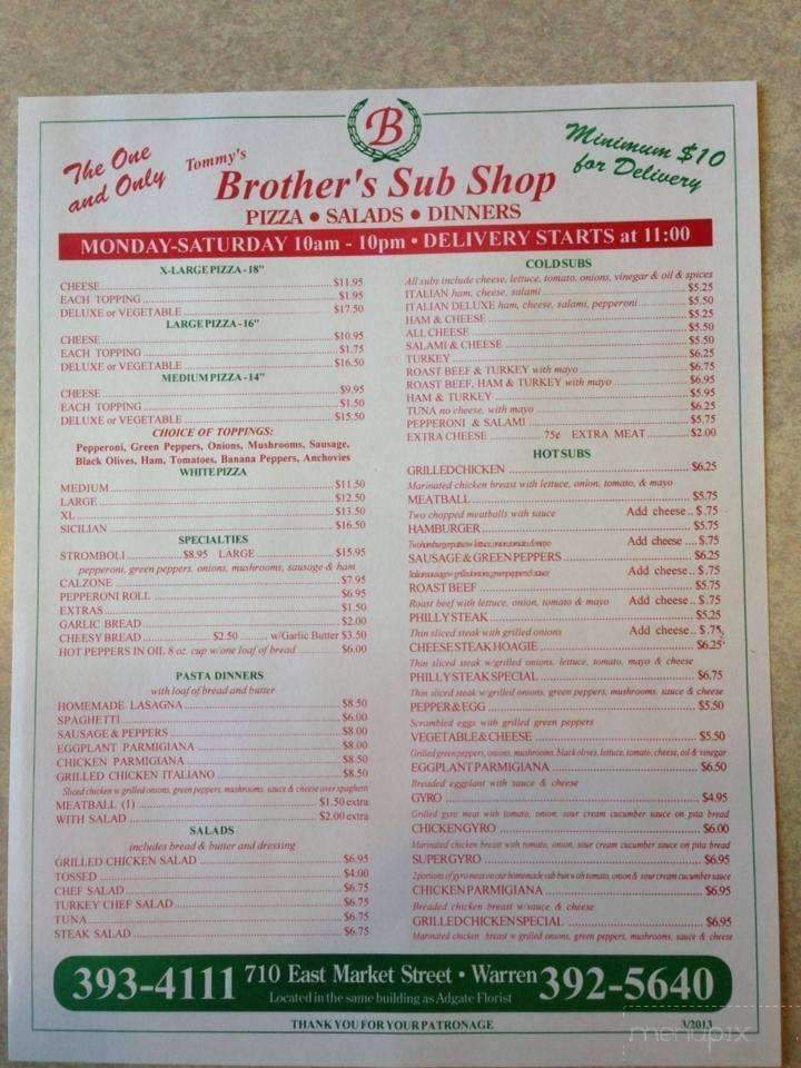 Tommy's Brother's Sub Shop - Warren, OH