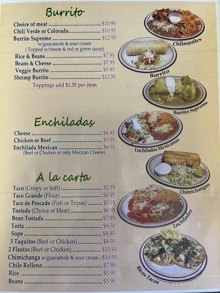 El Jacalito - Porterville, CA menu_pic