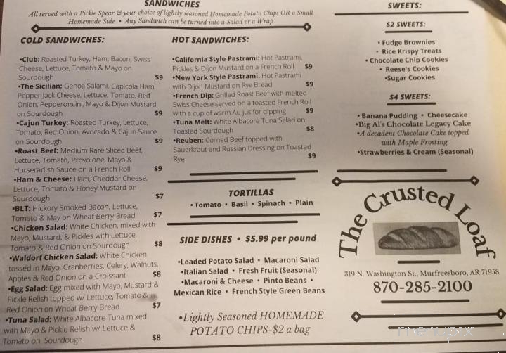 The Crusted Loaf - Murfreesboro, AR menu_pic