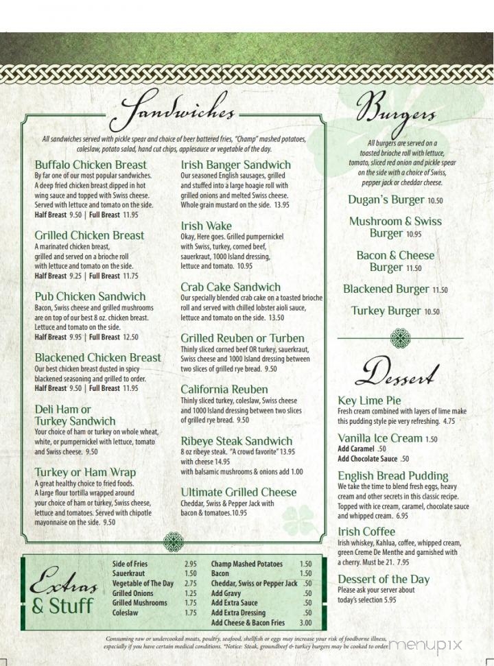 Dugans Pub - Pinehurst, NC menu_pic
