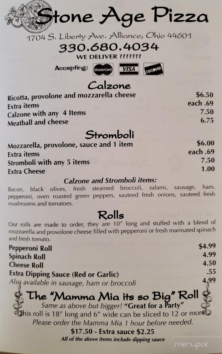 Stone Age Pizza - Alliance, OH menu_pic