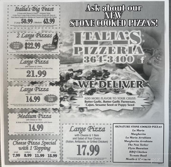 Italia's Pizzeria - Marysville, MI menu_pic