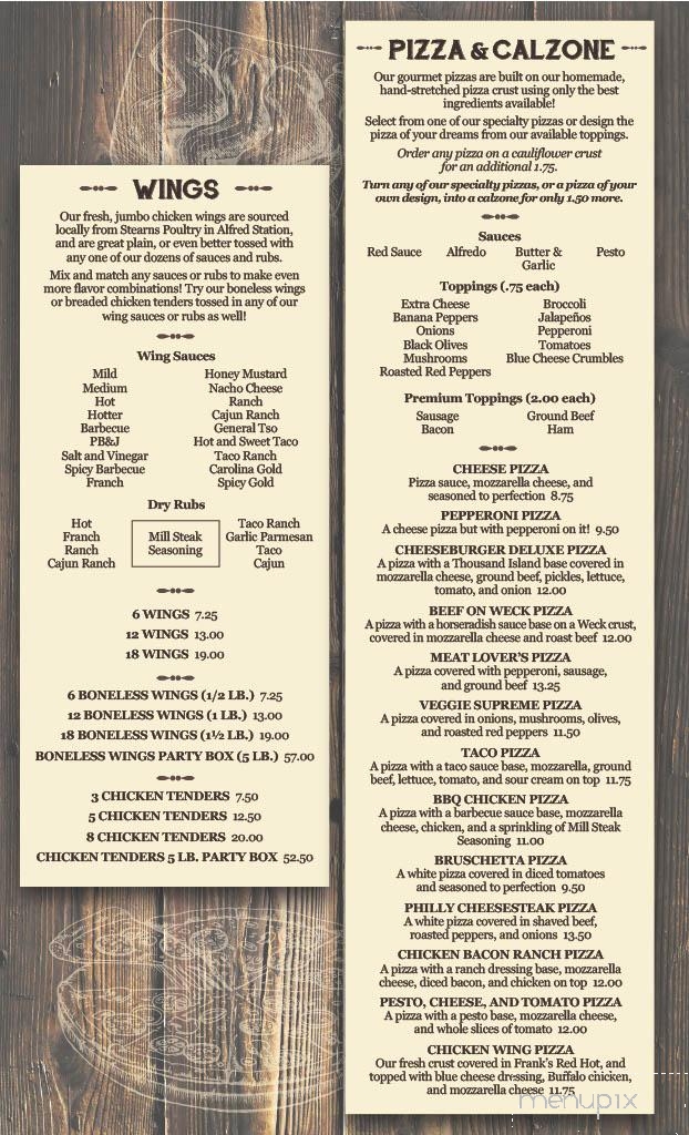 Old Mill - Alfred Station, NY menu_pic
