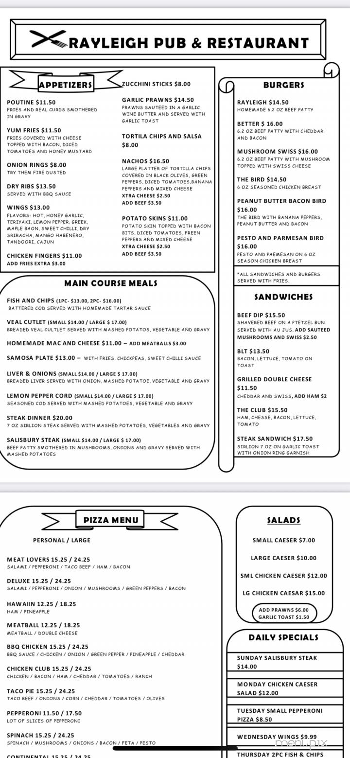 Rayleigh Pub - Kamloops, BC menu_pic