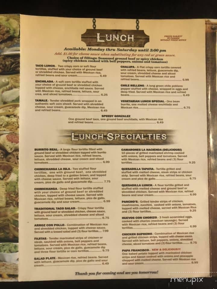 El Caballo Blanco Mexican - Connersville, IN menu_pic