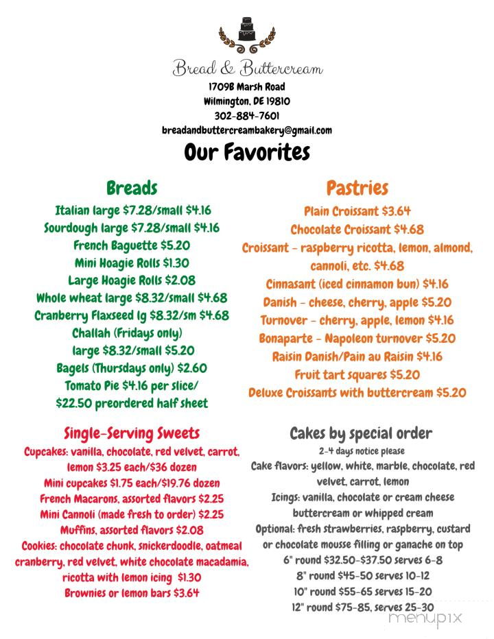 Bread and Buttercream - Wilmington, DE menu_pic