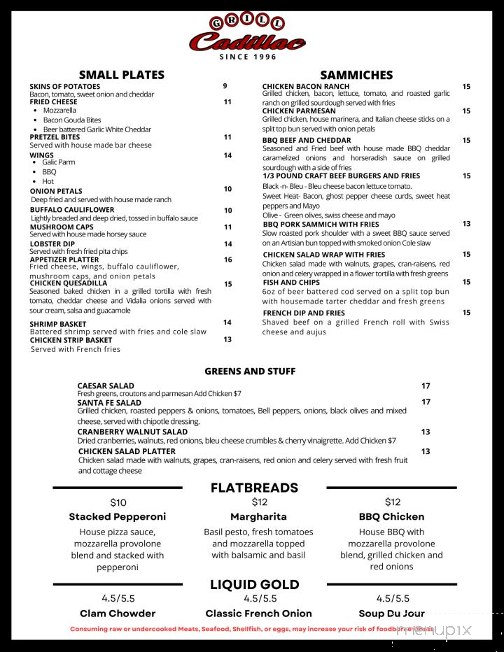 Cadillac Grill - Cadillac, MI menu_pic
