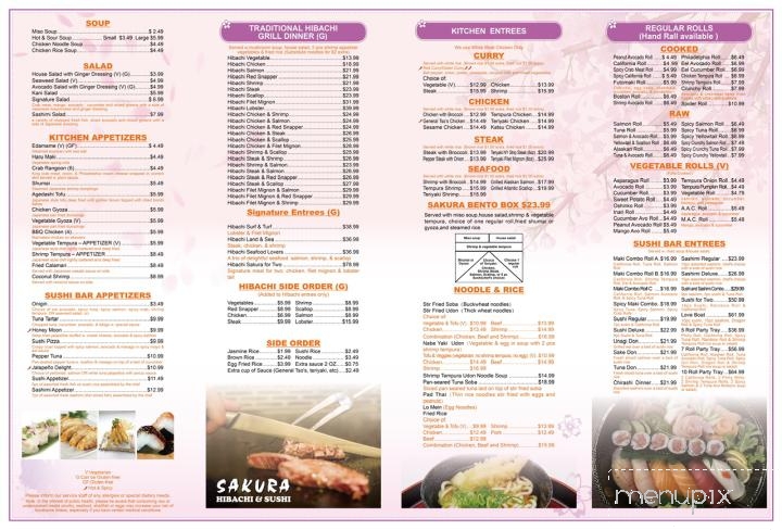 Sakura Hibachi & Sushi - West Grove, PA menu_pic
