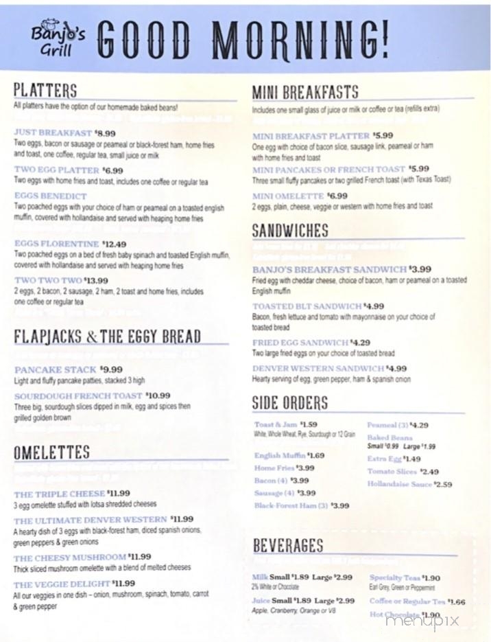 Banjo's Grill - Hastings, ON menu_pic