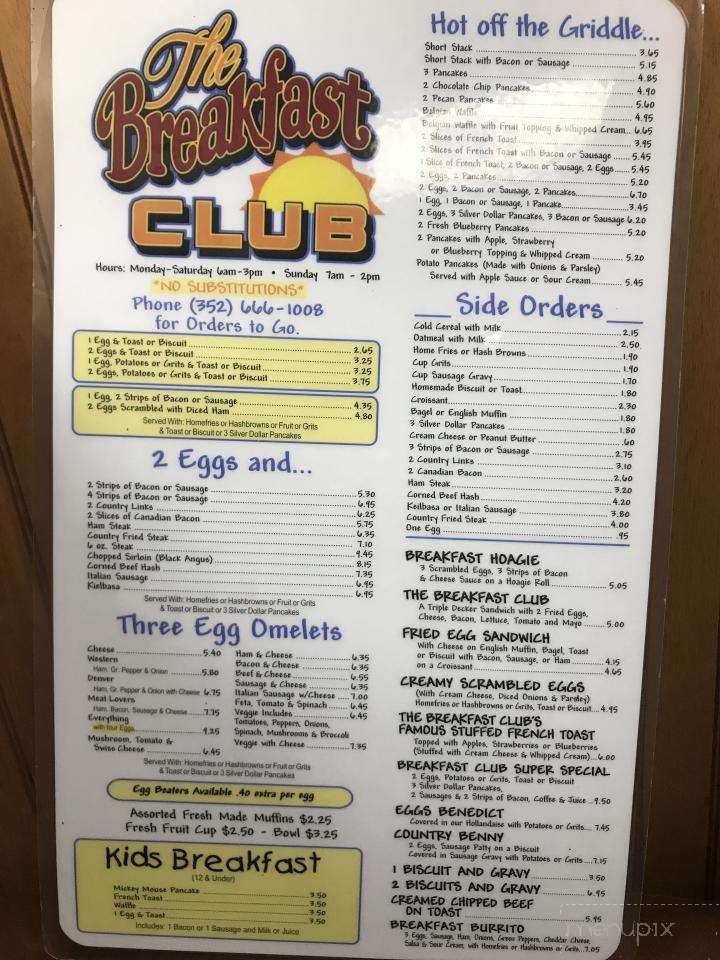 Menu of Breakfast Club in Spring Hill, FL 34609