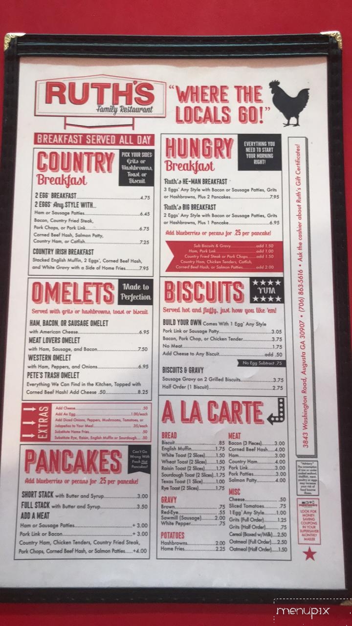 Ruth's Family Restaurant - Augusta, GA menu_pic