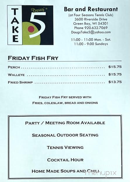 Take 5 - Green Bay, WI menu_pic
