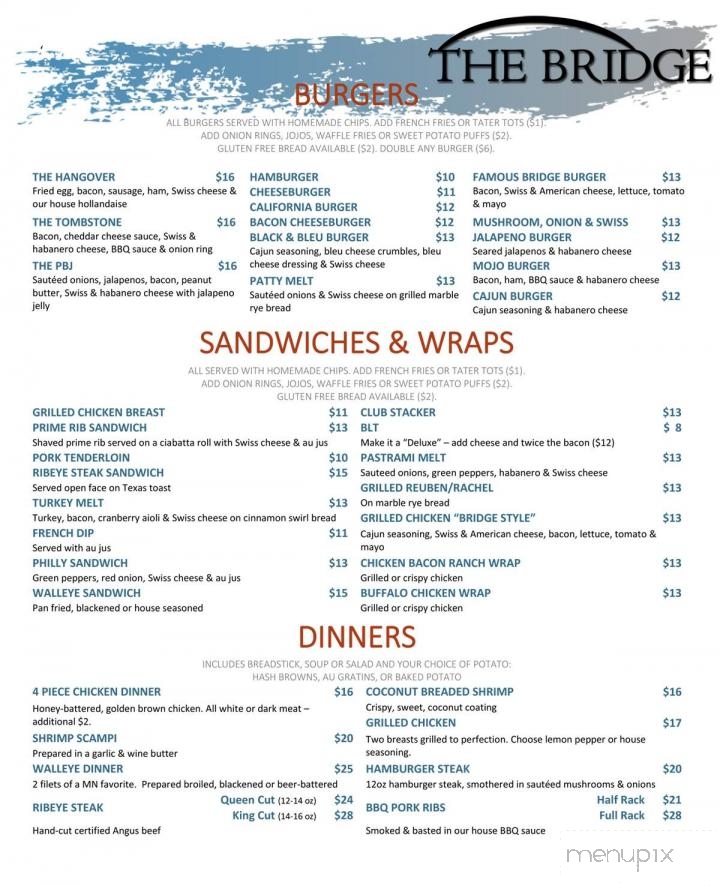 Bridge Tavern - Crosby, MN menu_pic
