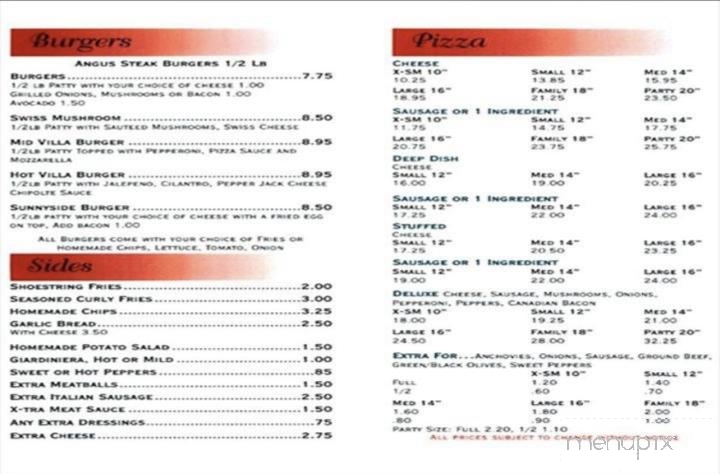 Mid Villa Pizza of Palos Heights - Palos Heights, IL menu_pic