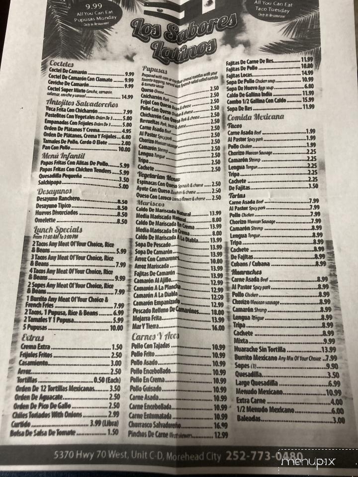 Los Sabores Latinos - Morehead City, NC menu_pic