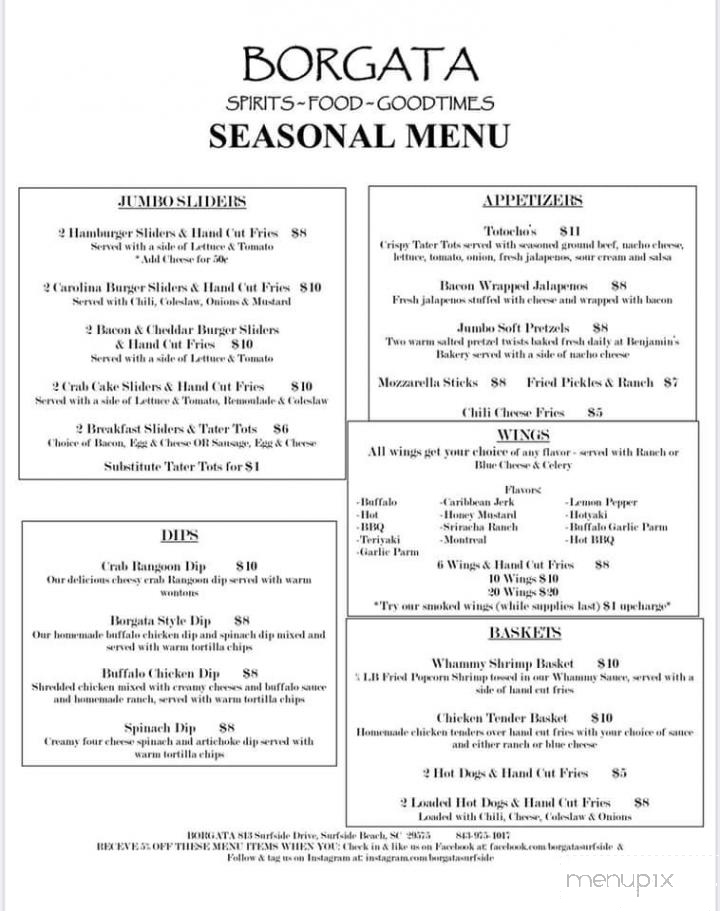 Borgata - Surfside Beach, SC menu_pic