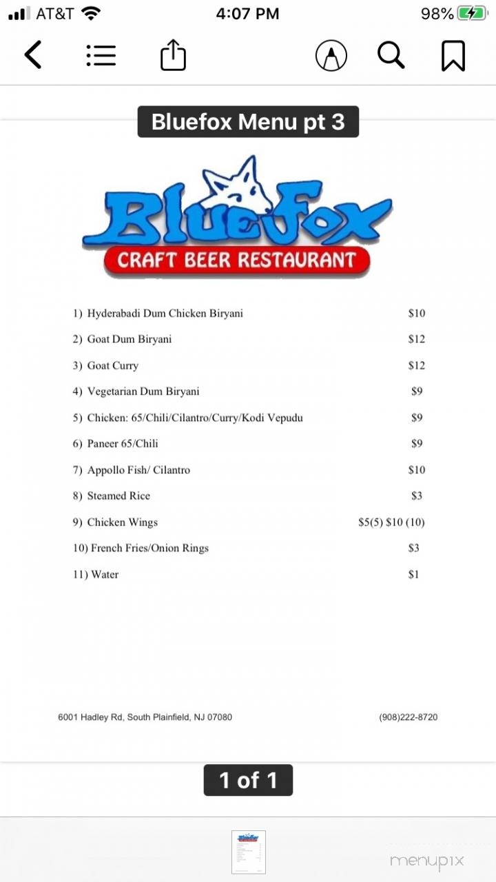Bluefox Craft Beer Restaurant - South Plainfield, NJ menu_pic