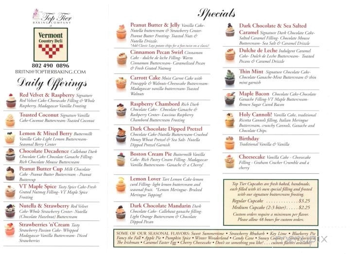 Top Tier Baking Co - Brattleboro, VT menu_pic