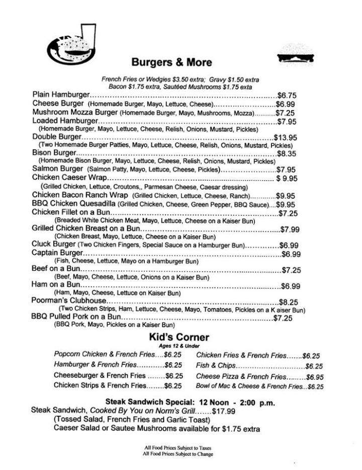 Norm's Place - Windthorst, SK menu_pic