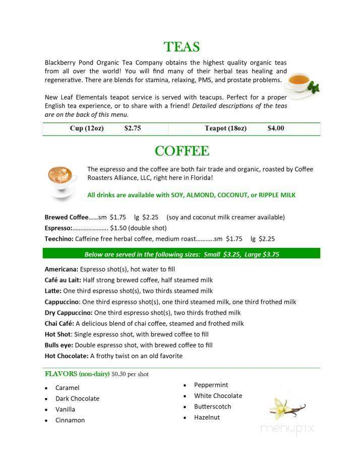 New Leaf Elementals - Tampa, FL menu_pic