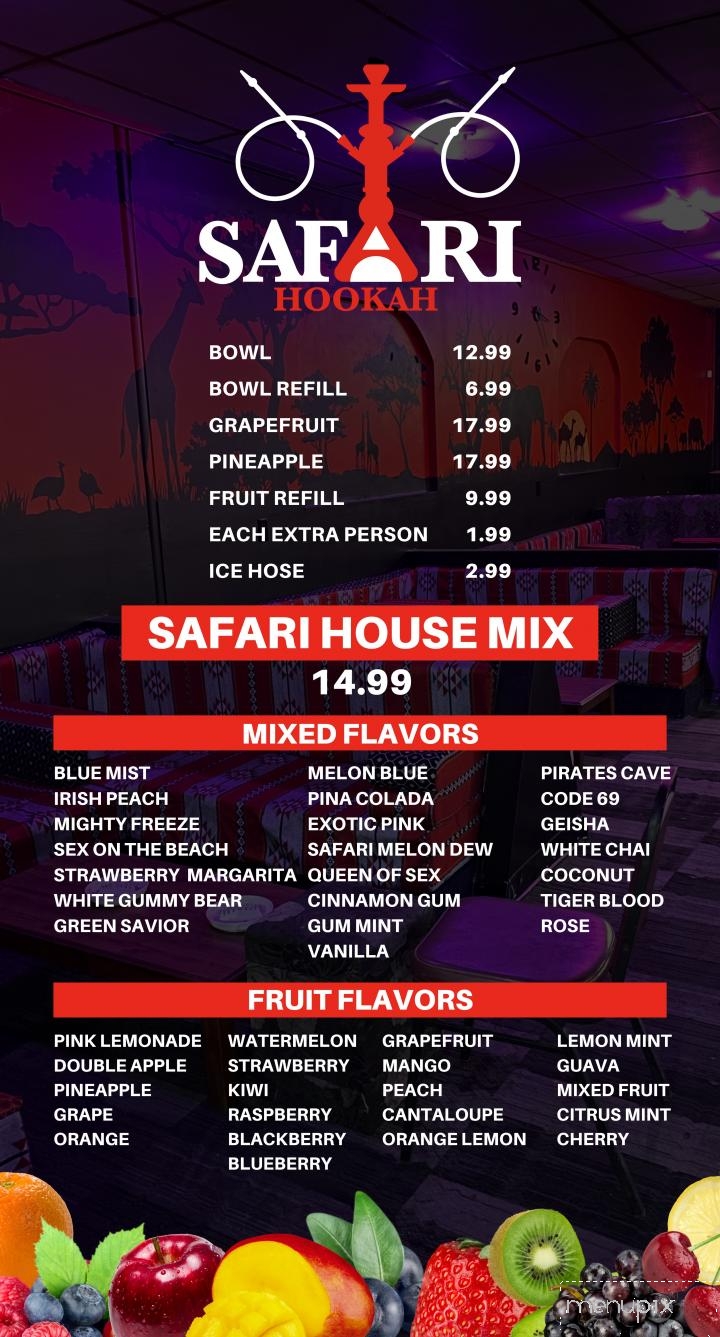 Safari Hookah - Nashville, TN menu_pic