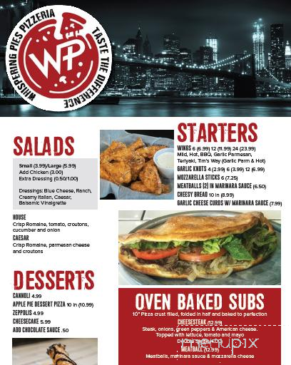 Whispering Pies Pizza - Carthage, NC menu_pic