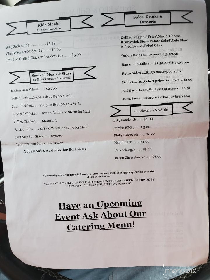 Scott's BBQ & Grill - Waynesville, GA menu_pic
