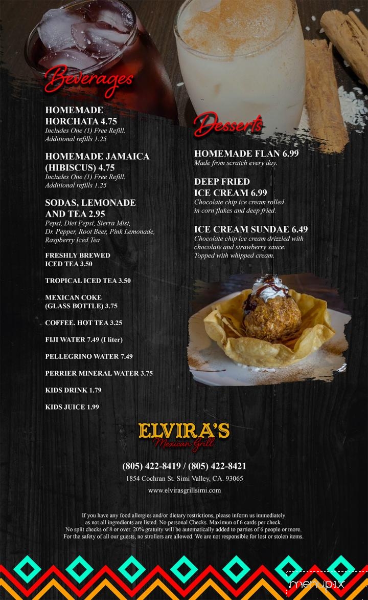 Elvira's Mexican Grill - Simi Valley, CA menu_pic