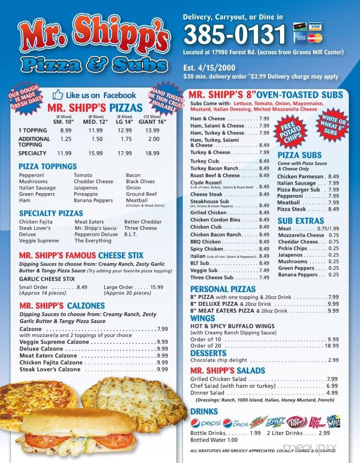 Mr Shipps Pizza - Forest, VA menu_pic
