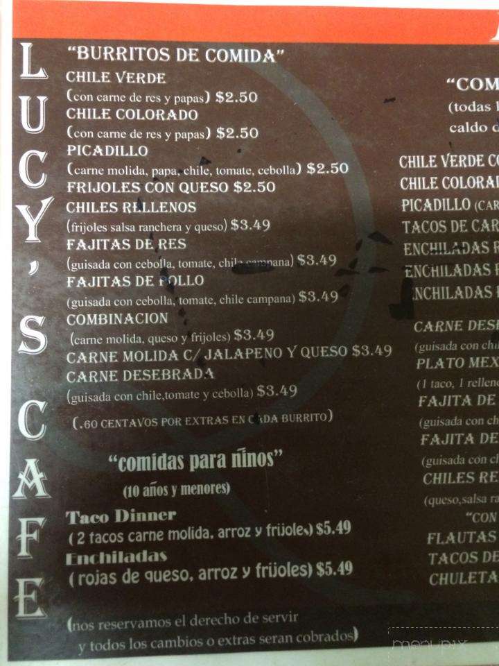 Lucy's Cafe - Odessa, TX menu_pic