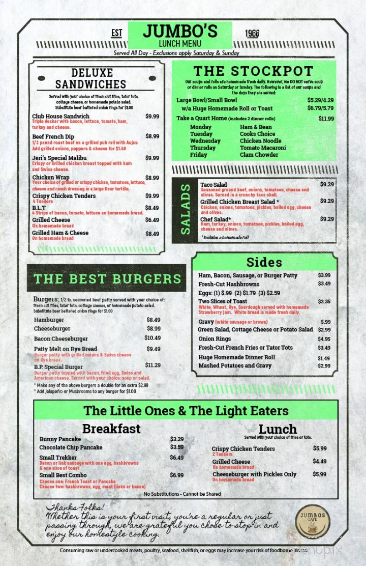 Jeri's Jumbo's Cafe - Pocatello, ID menu_pic