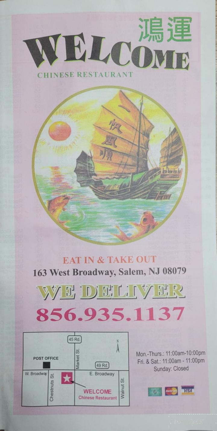 Welcome Chinese Restaurant - Salem, NJ menu_pic