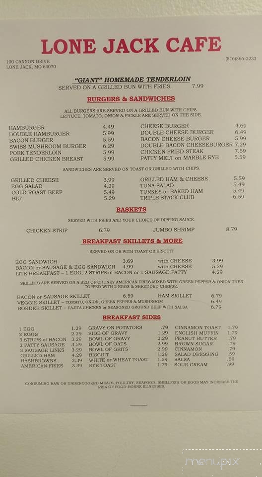 Lone Jack Family Cafe - Lone Jack, MO menu_pic