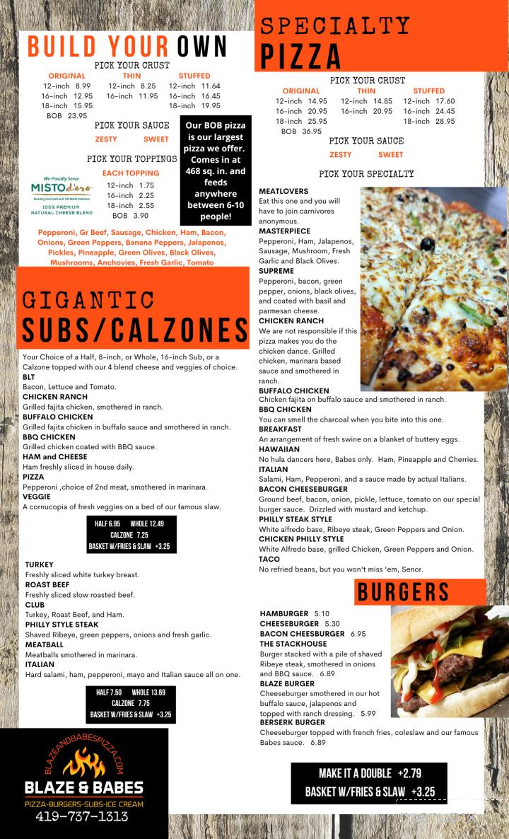 Blaze & Babes - Pioneer, OH menu_pic