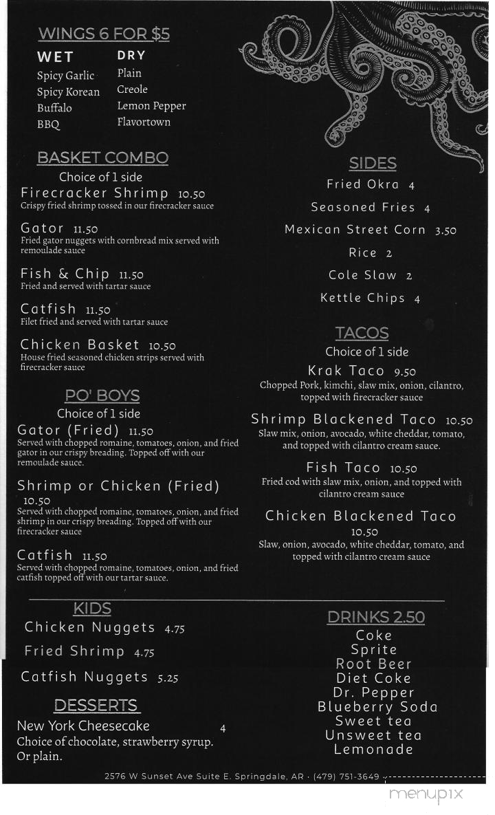 Kraken Killer Seafood - Springdale, AR menu_pic
