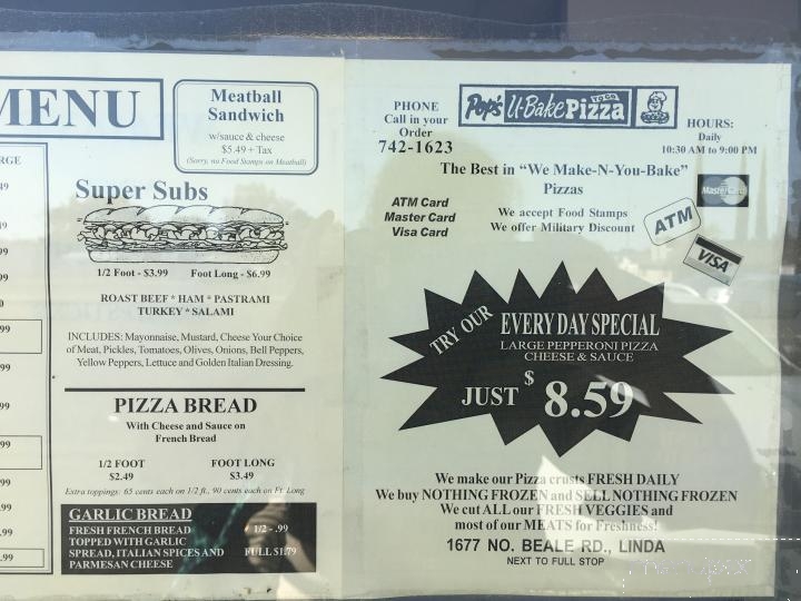 Pop's U-Bake Pizza - Marysville, CA menu_pic