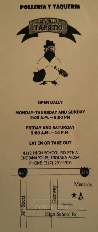 El Pollo Tapatio - Indianapolis, IN menu_pic